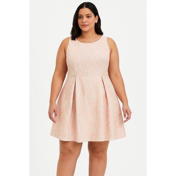 Torrid Dress Womens 18 Pink Floral Skater Sleeveless Round Neckline Party Dress - Picture 1 of 6